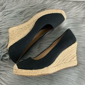 J.Crew | Seville espadrille Black wedges 9.5